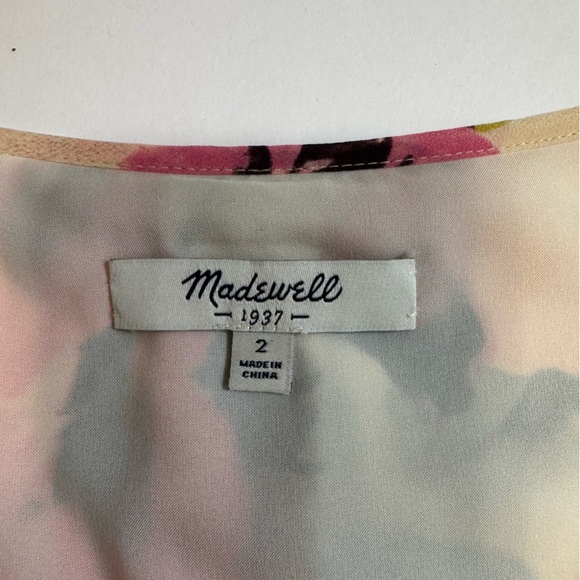 Madewell 100% Silk Tea Rose Floral Sleeveless Dress Size 2 Lined Pleated - Picture 4 of 16